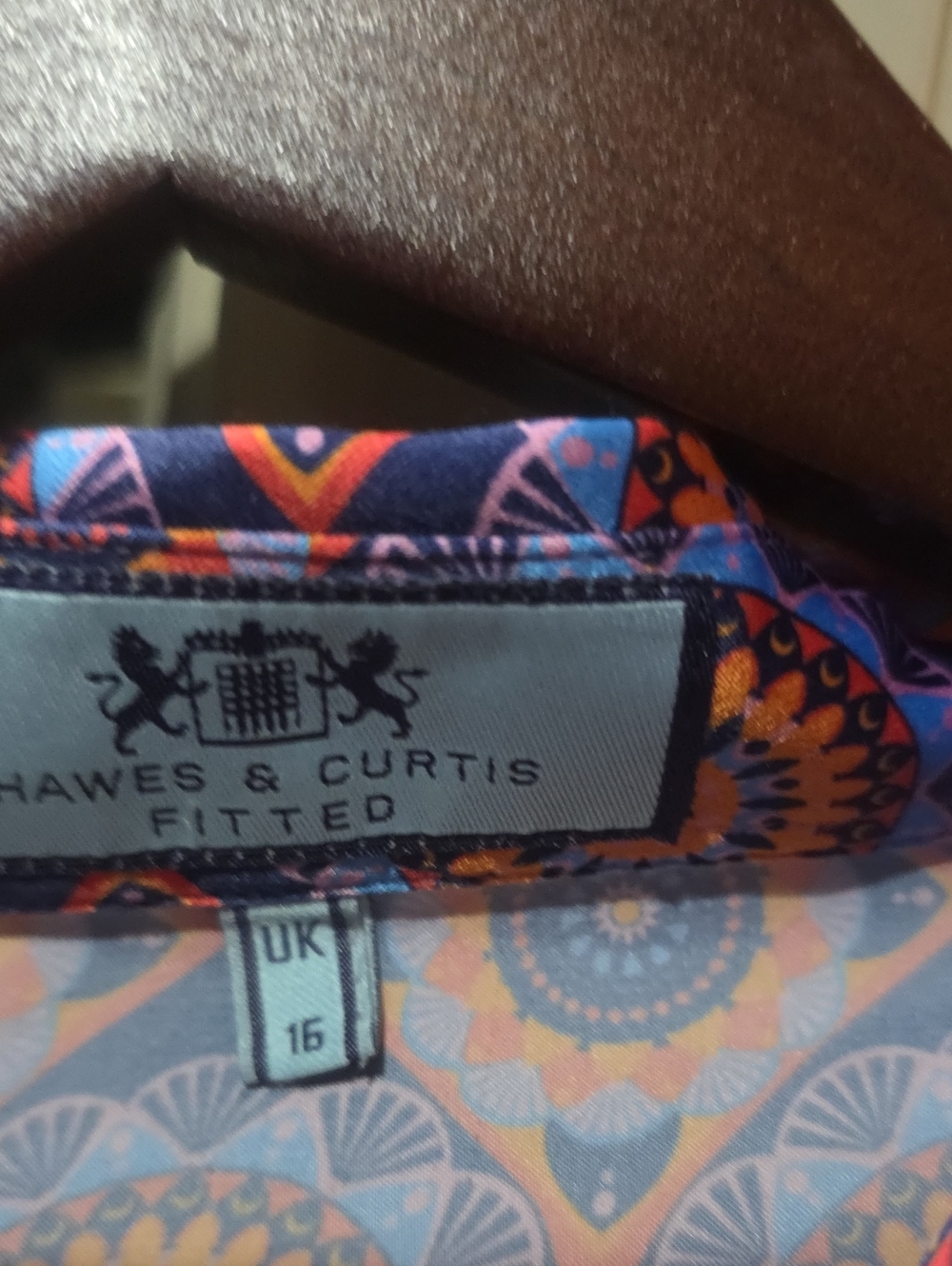 Hawes & Curtis Women's Fitted Blouse - Navy with Orange & Pink Print